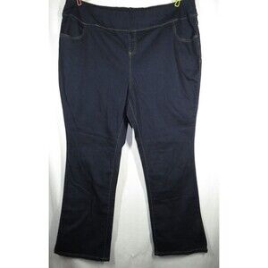 Woman Within Dark Wash Boot Cut Stretch Denim Pull On Jeans Plus 24W TALL